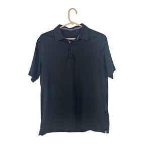 BUGATCHI Mens‎ Medium Black Short Sleeve Polo Shirt Mercerized Cotton